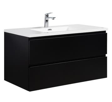 Badkamermeubel Set Angela 100cm Mat Zwart Badmeubel, Verzenden, Nieuw, Wastafelkast