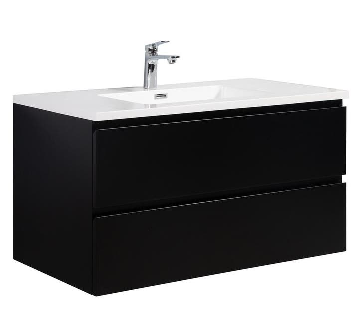 Badkamermeubel Set Angela 100cm Mat Zwart Badmeubel, Huis en Inrichting, Badkamer | Badkamermeubels, Nieuw, Wastafelkast, Verzenden