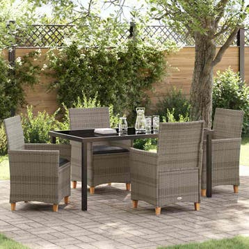vidaXL Tuin eettafelset 5 st Grijs poly rattan, Verzenden, Nieuw, Rotan, 5 zitplaatsen