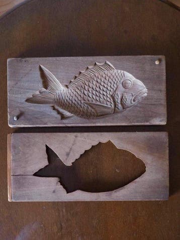 Decoratief ornament - Antiek Japans houten Tai-vis