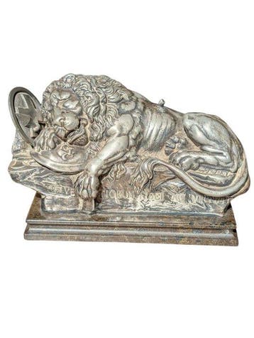 Beeld, Lion of Lucerne Sculpture - 11 cm - Metaal, Marmer