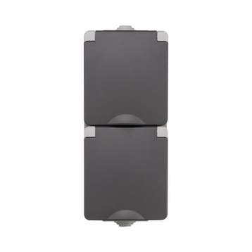 Opbouw wandcontactdoos 2-voudig verticaal | IP55 - Grijs, Ophalen of Verzenden, Nieuw, Schakelaar