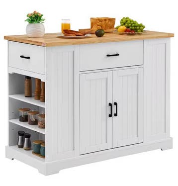 Keukeneiland 117 cm – Houten Blad met Kast en Ontbijtbar, Verzenden, Nieuw