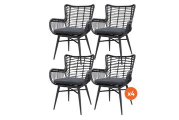 VDG Set van 4 - Jasmine dining tuinstoel - Black, Verzenden, Nieuw, Overige materialen