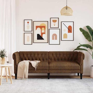 vidaXL Bank Bruin 201,5 x 74,5 x 74,5 cm Polyester, Verzenden, Nieuw, Kunststof, Minder dan 150 cm
