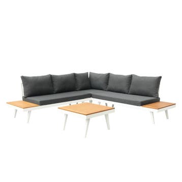 Costa Loungeset Wit Aluminium 4-delig met Kussens, Verzenden, Nieuw, Hout