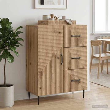 vidaXL Dressoir Artisanaal eiken 66 x 34,5 x 89,5 cm Bewerkt, Verzenden, Nieuw, Overige houtsoorten, Minder dan 50 cm