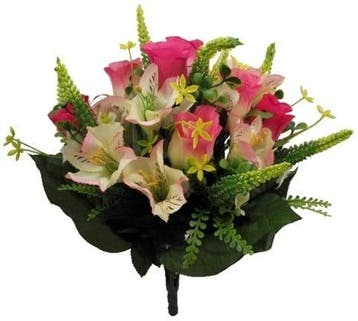 Zijden boeket rozen en alstroemeria mixed astilbe pink/cream, Ophalen of Verzenden, Nieuw
