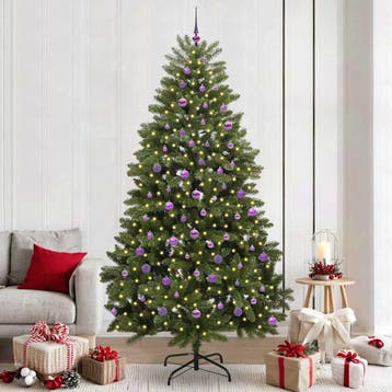 vidaXL Kunstkerstboom 240 cm 300 LEDs Warmwit PVC en staal, Verzenden, Nieuw