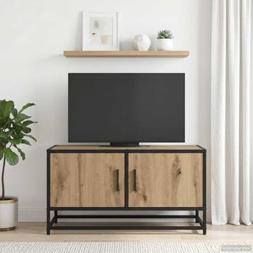 vidaXL TV-kast 80 x 34,5 x 40 cm Artisanaal eiken Bewerkt, Minder dan 50 cm, Verzenden, Nieuw, Minder dan 100 cm