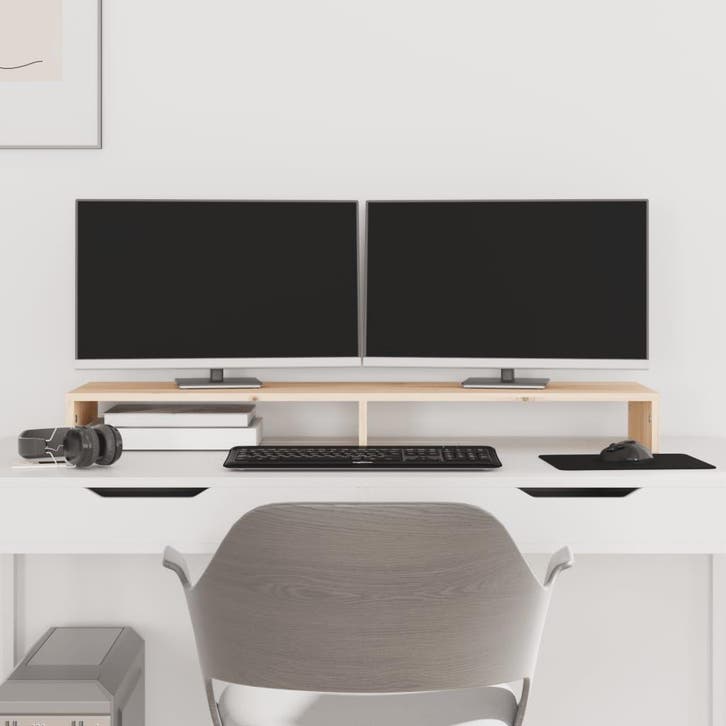 vidaXL Monitorstandaard 100x27x10 cm massief grenenhout, Computers en Software, Overige Computers en Software, Nieuw, Verzenden