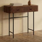 *WOONWINKEL* Haltafel Ribbel Hout 80 Cm, Huis en Inrichting, Tafels | Sidetables, Verzenden, Nieuw