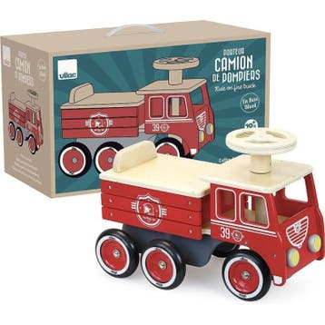 Vilac loopwagen brandweer houten sp van €103,99 voor €98,90, Ophalen of Verzenden, Nieuw