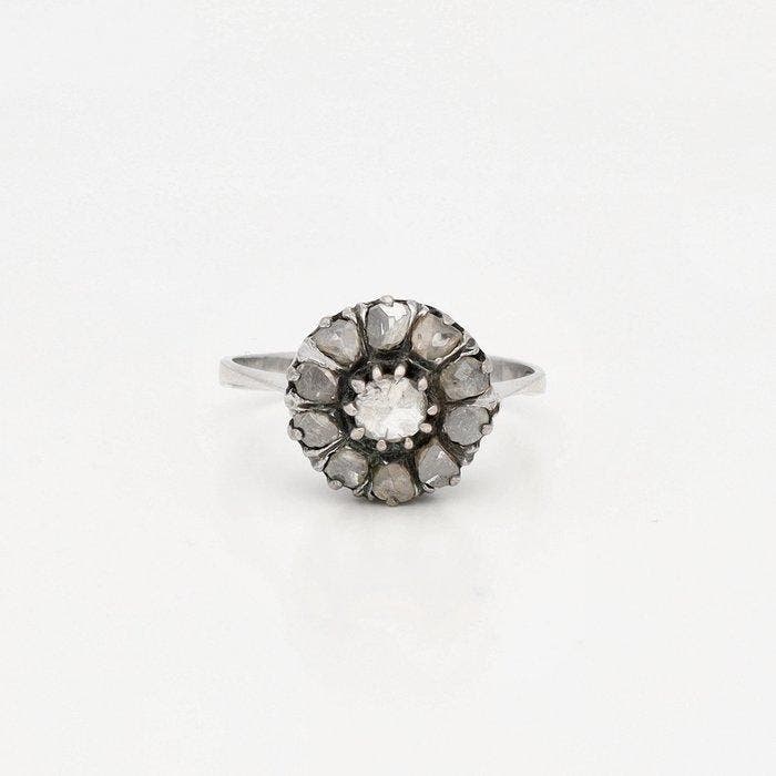Ring - 18 karaat Witgoud, Zilver - Roos, Sieraden, Tassen en Uiterlijk, Ringen
