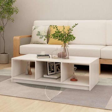 vidaXL Salontafel 110x50x34 cm massief grenenhout wit, 100 tot 150 cm, Verzenden, Nieuw, 50 tot 100 cm