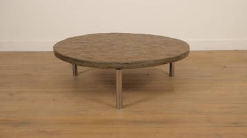 Vintage salontafel | Natuursteen | RVS | Brutalist, Ophalen of Verzenden, Nieuw