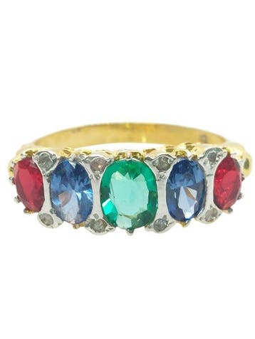 Zonder minimumprijs - Ring - 9 kt. Zilver, Geel goud Smaragd, Nieuw