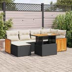 vidaXL 7-delige Loungeset met kussens poly rattan acacia, Verzenden, Nieuw, Loungeset
