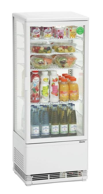 Bartscher Mini-koelvitrine 98L | Wit | 4 roosters | LED-verl, Witgoed en Apparatuur, Koelkasten en IJskasten, Ophalen of Verzenden