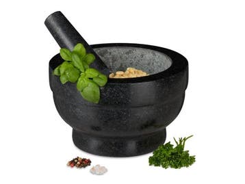 Veiling - Zware robuste Granieten vijzel met stamper 20 cm 6, Gebruikt