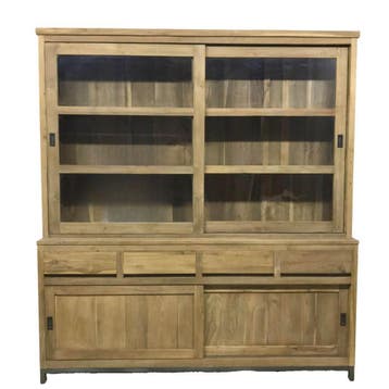 Schuifdeurkast teak met stalen onderstel -  180 cmKasten, Ophalen of Verzenden, Nieuw