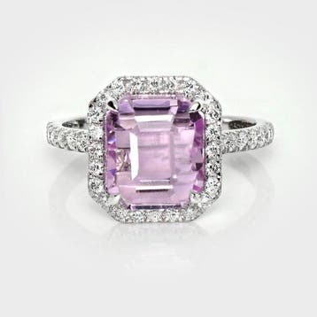 Zonder minimumprijs - Ring - 14 karaat Witgoud, HRD 4,73 ct, Nieuw