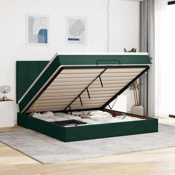vidaXL Ottoman bed met matrassen 180x200cm fluweel, Eenpersoons, Verzenden, Nieuw, 80 cm