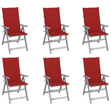 vidaXL Tuinstoelen 6 st verstelbaar met kussens massief, Tuin en Terras, Verzenden, Nieuw, Hout