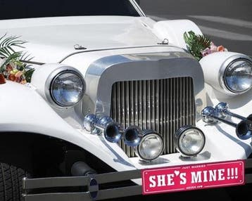 Auto decoratie sticker Just Married wit, Hobby en Vrije tijd, Feestartikelen, Ophalen of Verzenden, Nieuw, Versiering, Geboorte of Huwelijk