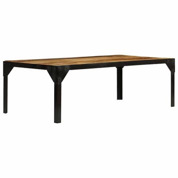 vidaXL Salontafel 110 cm massief ruw mangohout en staal, Verzenden, Nieuw, Overige houtsoorten, 50 tot 100 cm