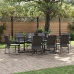 vidaXL Tuin eettafelset 9 pcs Zwart Staal, Verzenden, Nieuw, Rvs