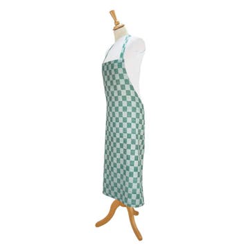 Halterschort Groen en Wit Geblokt 70x95cm 100% Katoen - Treb, Huis en Inrichting, Verzenden, Nieuw, Overige kleuren, Schort