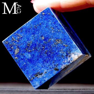 Koningsblauw lapis lazuli - Geometrische Kubus - Hoogte: 44