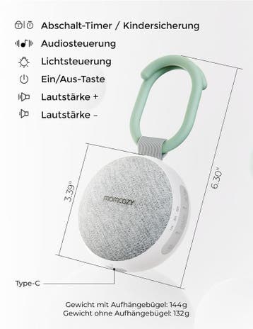 Momcozy Draagbare geluidsmachine met nachtlampje, witte ruis, Verzenden, Zo goed als nieuw