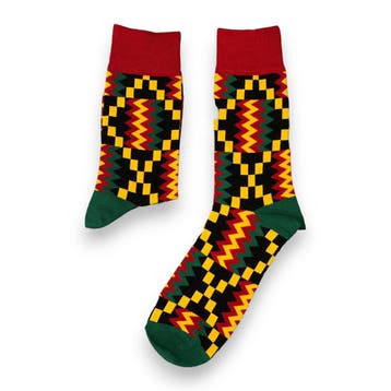 Afrikaanse sokken / Afro sokken / Kente sokken - Rood - Smal, Ophalen of Verzenden, Nieuw