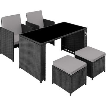 Wicker zitgroep Palermo 2+2+1 - zwart / grijs, Verzenden, Nieuw