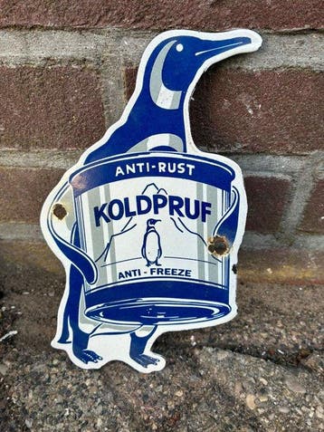 Vintage Koldpruf Anti-Freeze reclamebord – penguin