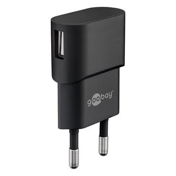 USB A oplader | Goobay | 1 poort (USB A, 5W, Zwart), Verzenden, Nieuw