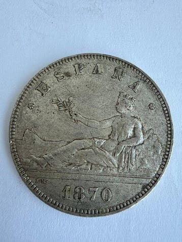 Spanje. Gobierno Provisional. 5 Pesetas 1870*70 SNM (Zonder, Postzegels en Munten