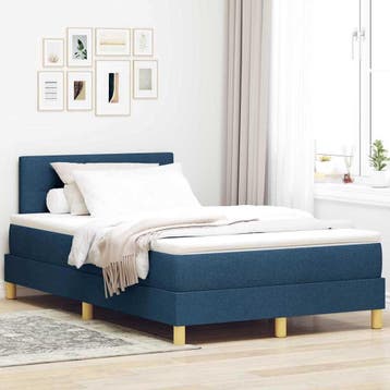vidaXL LED Box Spring Bed met hoofdeinde Blauw 120 x 200 cm, Nieuw, Twijfelaar, Stof, Verzenden
