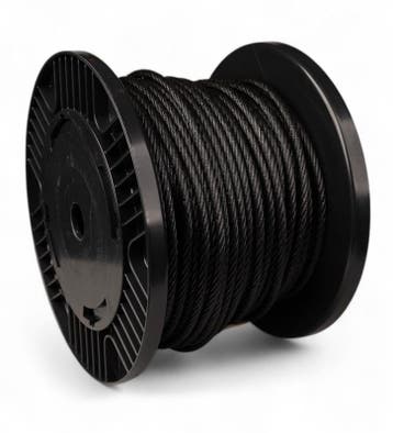 Staalkabel 3 mm 100 meter op katrol Zwart, Verzenden, Nieuw