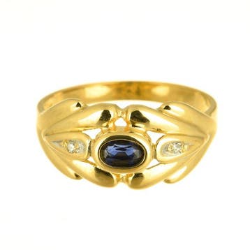 Ring - 18 karaat Geel goud Saffier - Diamant, Sieraden, Tassen en Uiterlijk, Nieuw