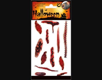 Halloween Tattoo Wonden, Ophalen of Verzenden, Nieuw