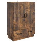 vidaXL Dressoir met lade Gerookt eiken 66 x 34,5 x 92 cm, Verzenden, Nieuw, Overige houtsoorten, Minder dan 50 cm