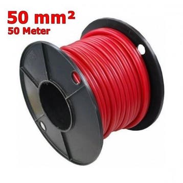 Rol van 50mm2, 50 meter - Rood/zwart Dubbel geïsoleerde a.., Verzenden, Nieuw, Overige typen