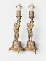 Tafellamp (2) - Verguld brons - Antieke lampen met putti, Antiek en Kunst