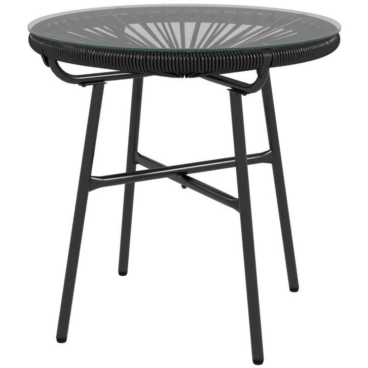 Tuintafel Boho-stijl Buitenbijzettafel, PE Rotan, Gehard Gla, Huis en Inrichting, Tafels | Statafels, Nieuw, Verzenden