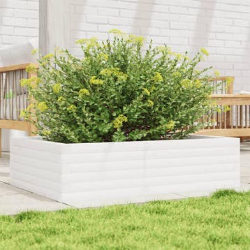vidaXL Plantenbak 90x60x23 cm massief grenenhout wit, Minder dan 30 cm, Verzenden, Nieuw, 60 tot 100 cm
