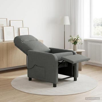 vidaXL Massage Recliner Donkergrijs Stof, Verzenden, Nieuw