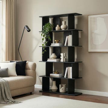 Boekenkast Gäljami met 5 vakken 180x100x35 cm zwart [en.casa, Verzenden, Nieuw